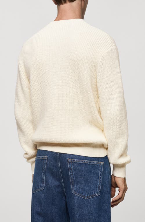 Mango Finely Knit Crewneck Sweater In Off White