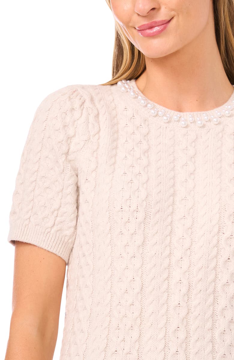 CeCe Beaded Neckline Sweater, Alternate, color, 