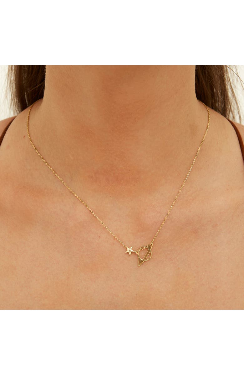 Spero London Sterling Silver Saturn Necklace, Alternate, color, Gold