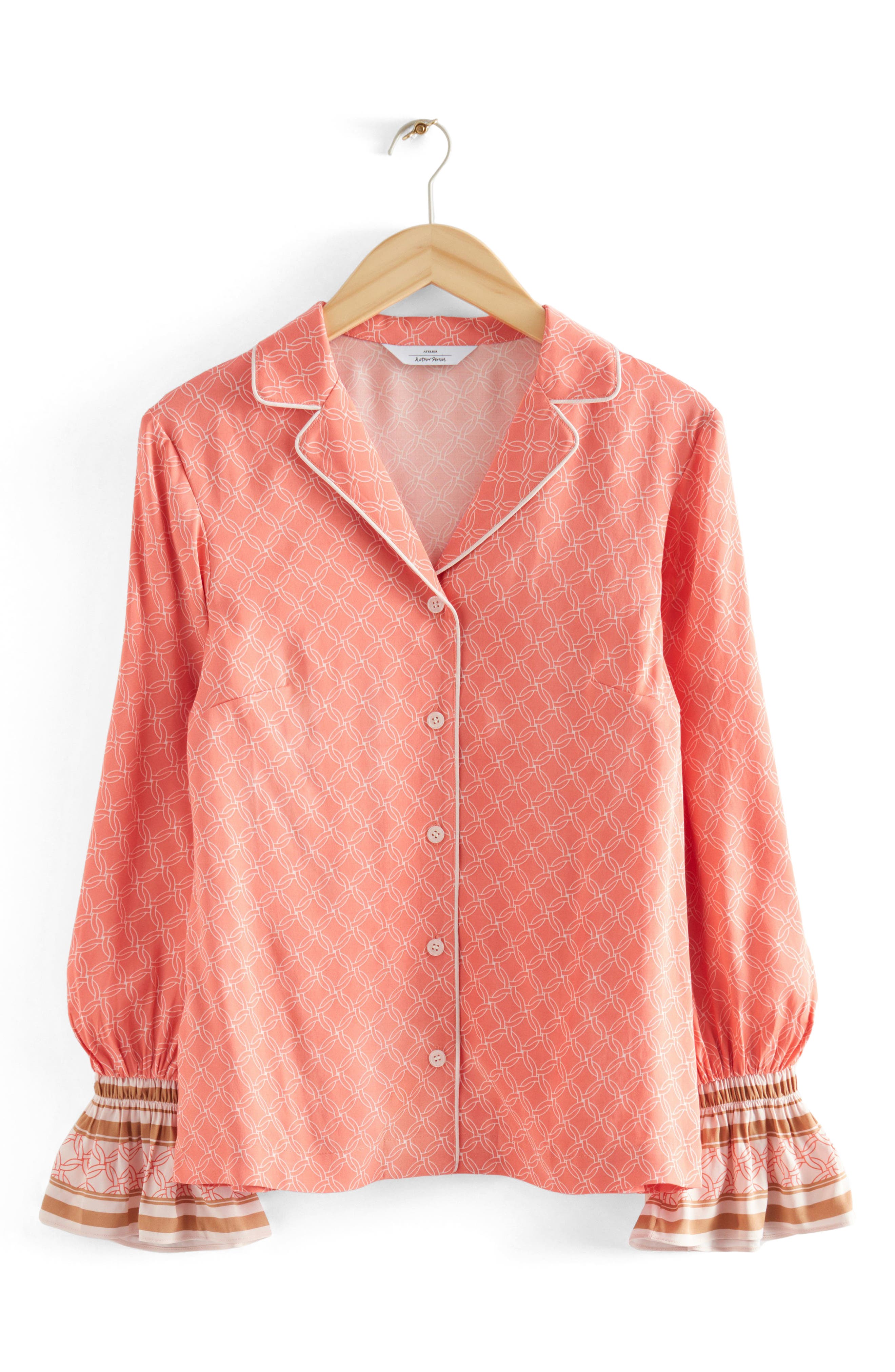 & Other Stories Astrid Piped Ruffle Cuff Button-Up Shirt