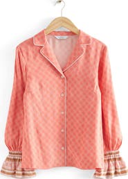 & Other Stories Astrid Piped Ruffle Cuff Button-Up Shirt