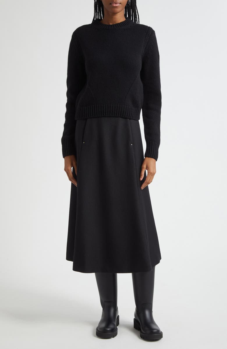 Moncler Wool & Cashmere Crewneck Sweater, Alternate, color, Black