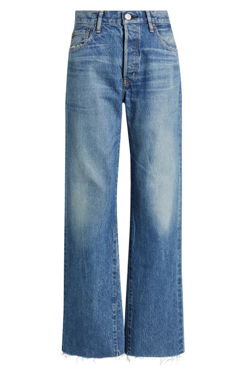 Moussy Vintage Atlantis Remake Raw Hem Flare Jeans In Blue