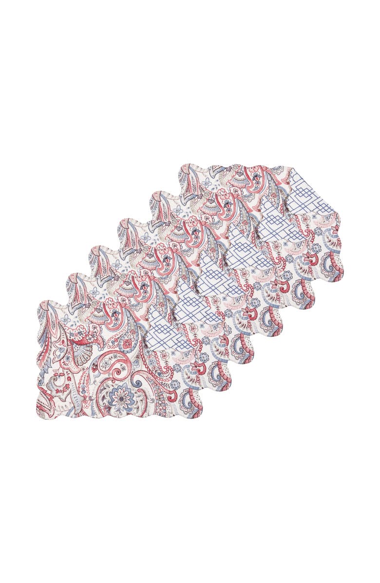 C&F Home Claiborne Cotton Quilted Reversible Placemats, Set of 6, Main, color, Purple