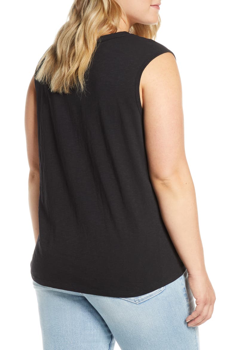 Sleeveless Button Top, Alternate, color, BLACK