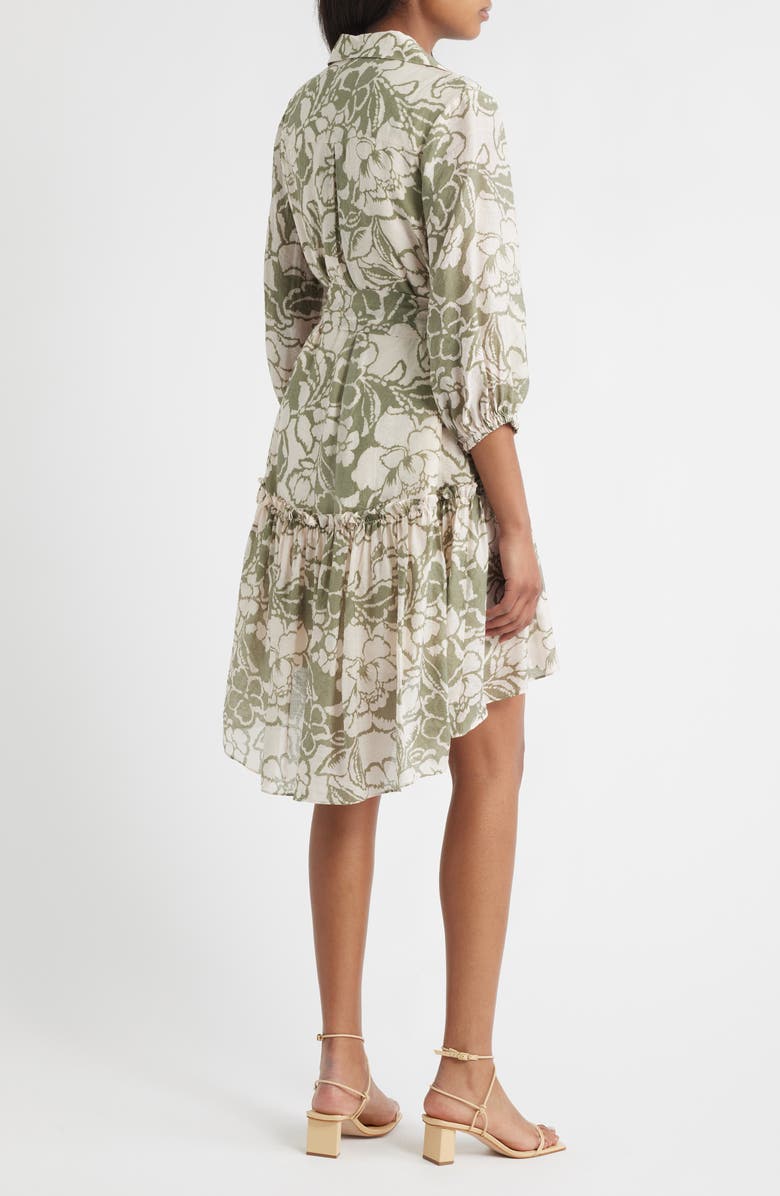 Tahari ASL Print Tie Belt Shirtdress, Alternate, color, Ivory Olive