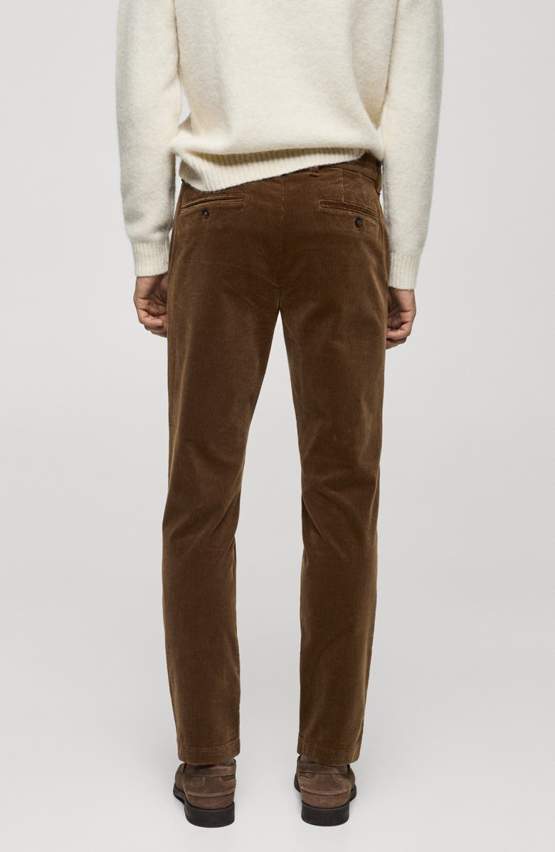 MANGO Slim Fit Straight Leg Corduroy Pants, Alternate, color, Medium Brown
