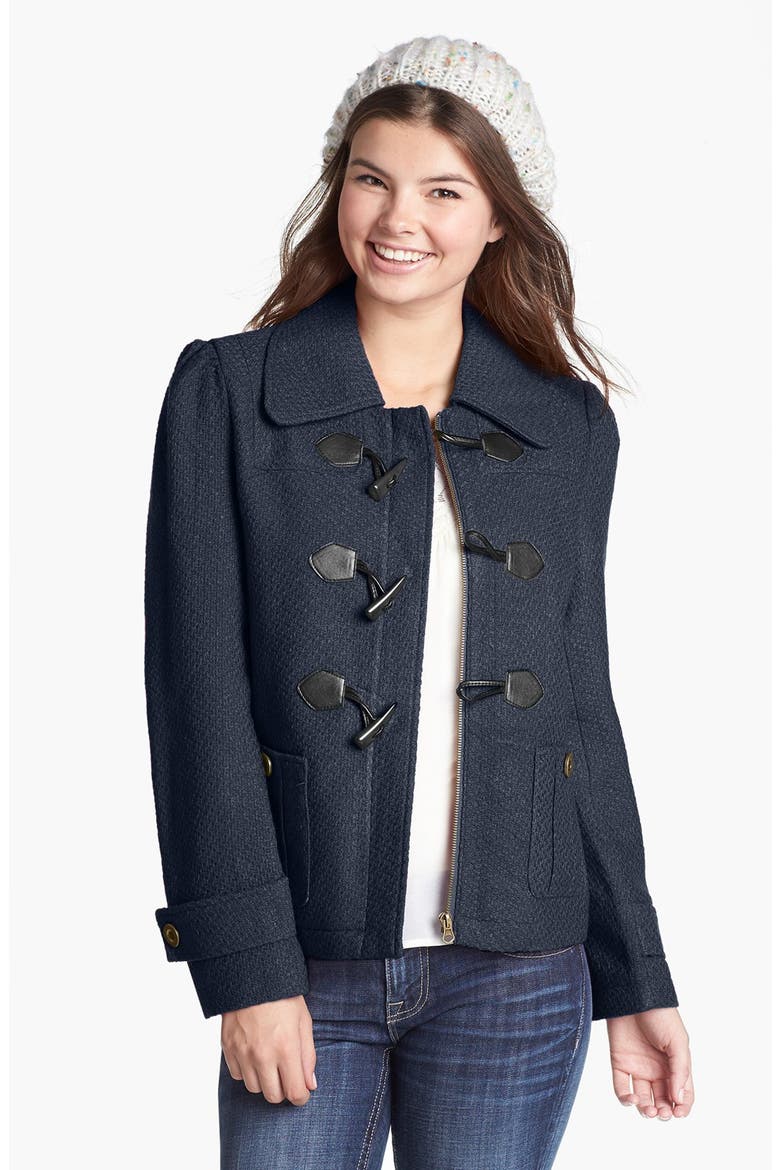 Front Toggle Textured Coat, Main, color, TWILIGHT BLUE