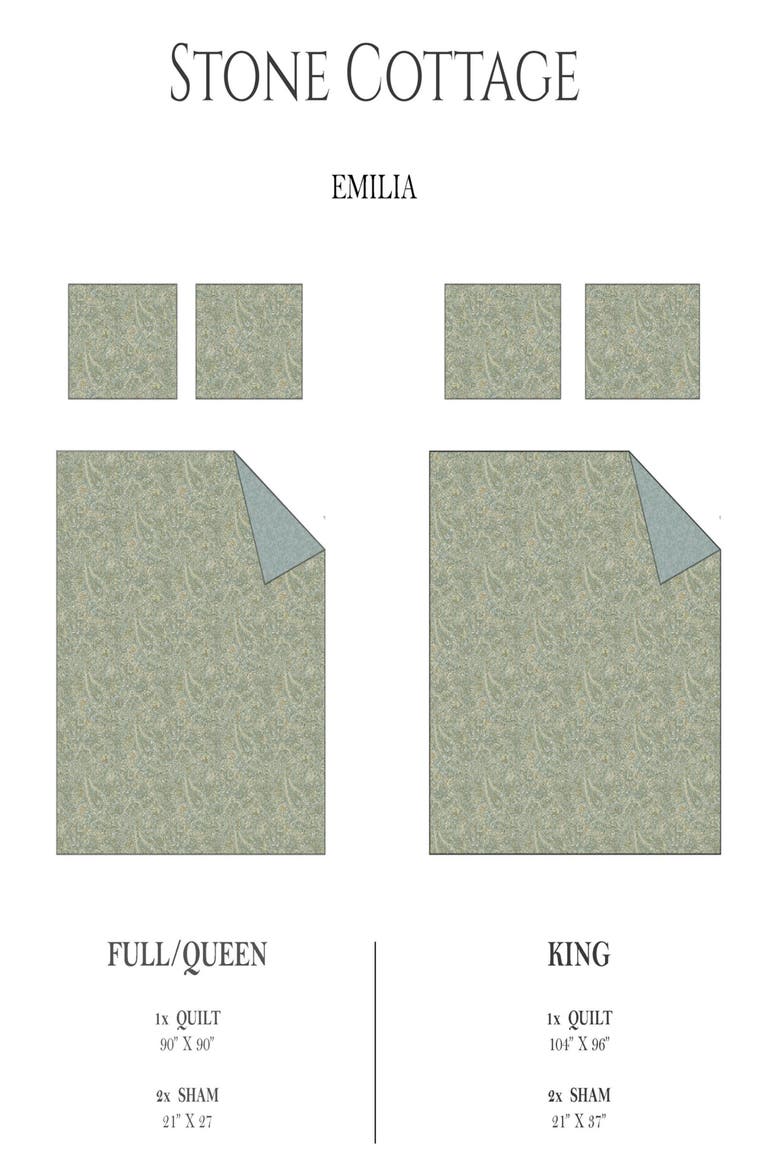 Emilia Reversible Quilt & Sham Set, Alternate, color, GREEN