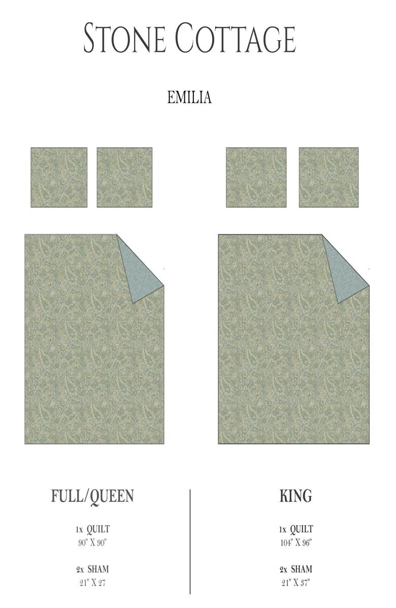 STONE COTTAGE Emilia Reversible Quilt & Sham Set, Alternate, color, Green