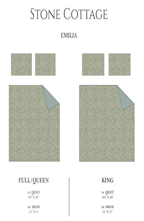 Stone Cottage Emilia Reversible Quilt & Sham Set In Green