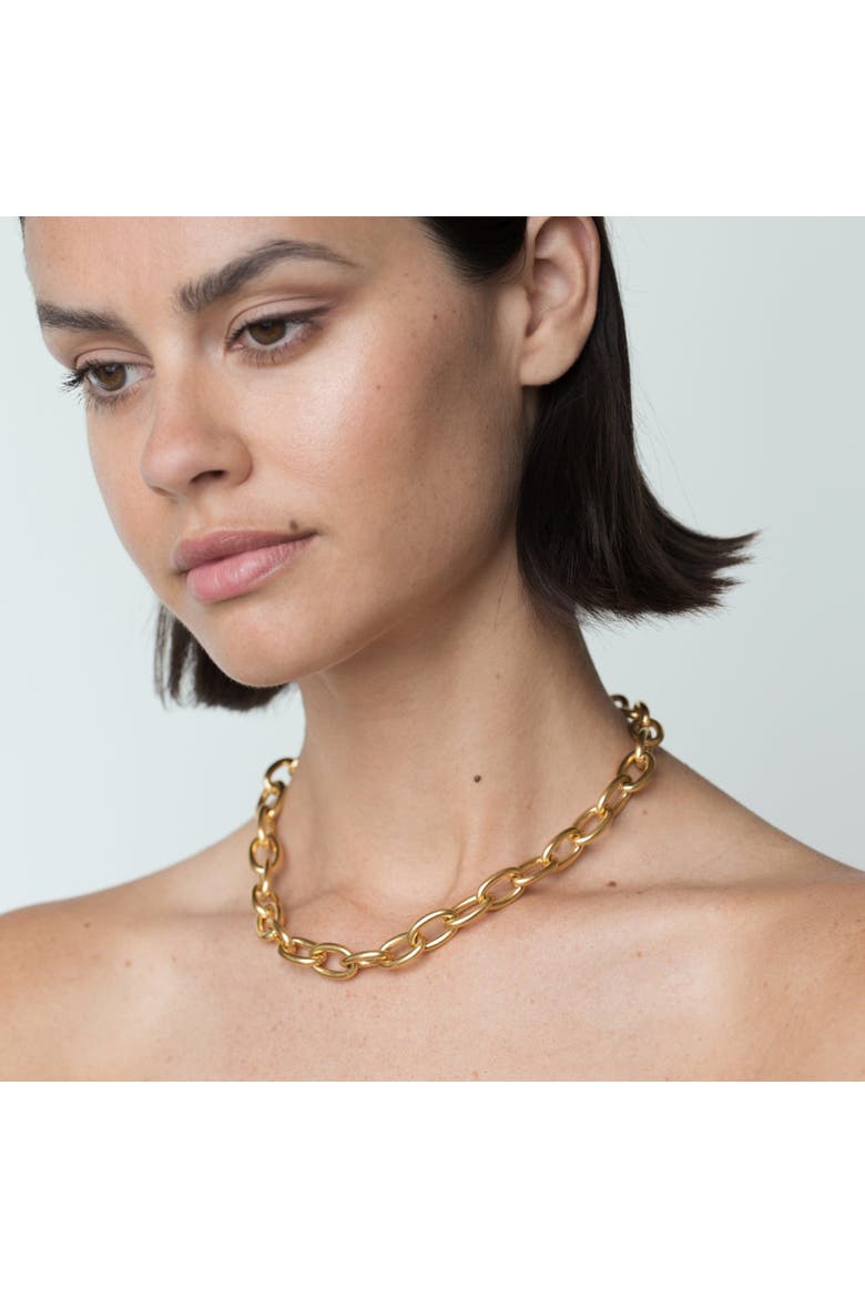 Chunky Round Chain Gold Necklace, Alternate, color, Gold