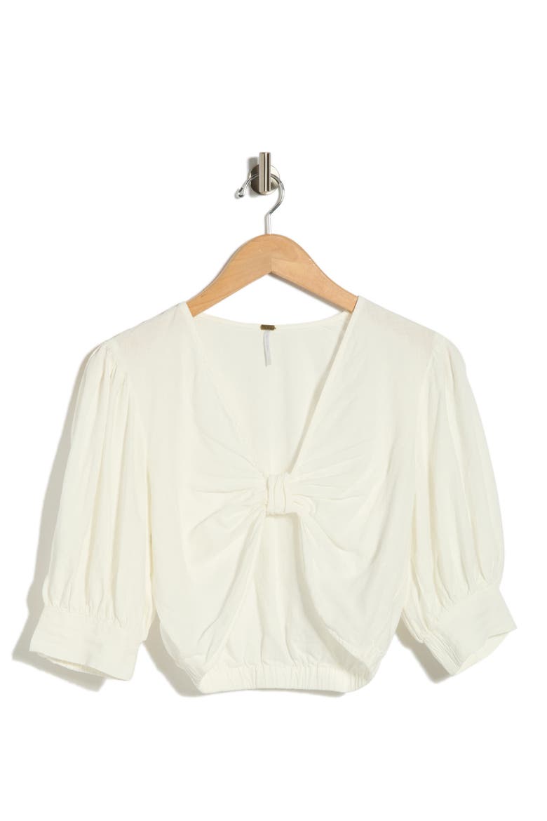 Miranda Linen Blend Crop Top, Main, color, BONE