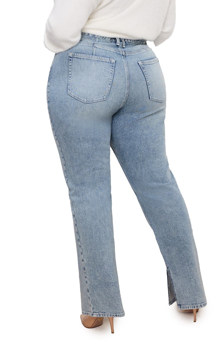 Good American Good Icon High Waist Slit Inseam Jeans, Alternate, color, Indigo750