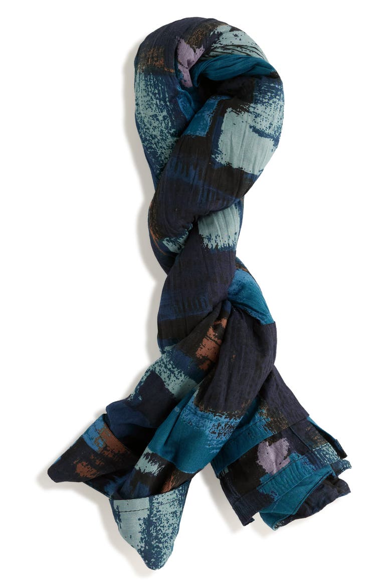 Larissa Crinkled Organic Cotton Shirt, Alternate, color, PAINT TEXTURE MARITIME