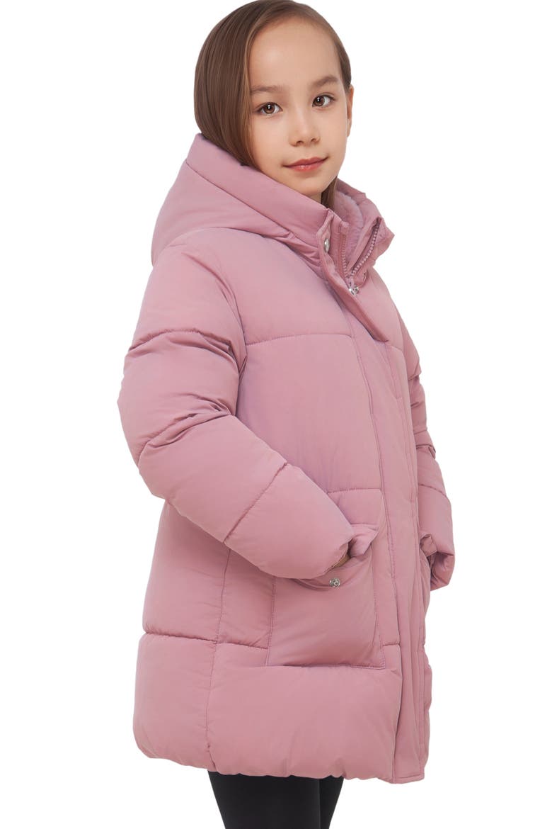 Kids' Madison Longline Hooded Puffer Jacket, Alternate, color, Rose pink