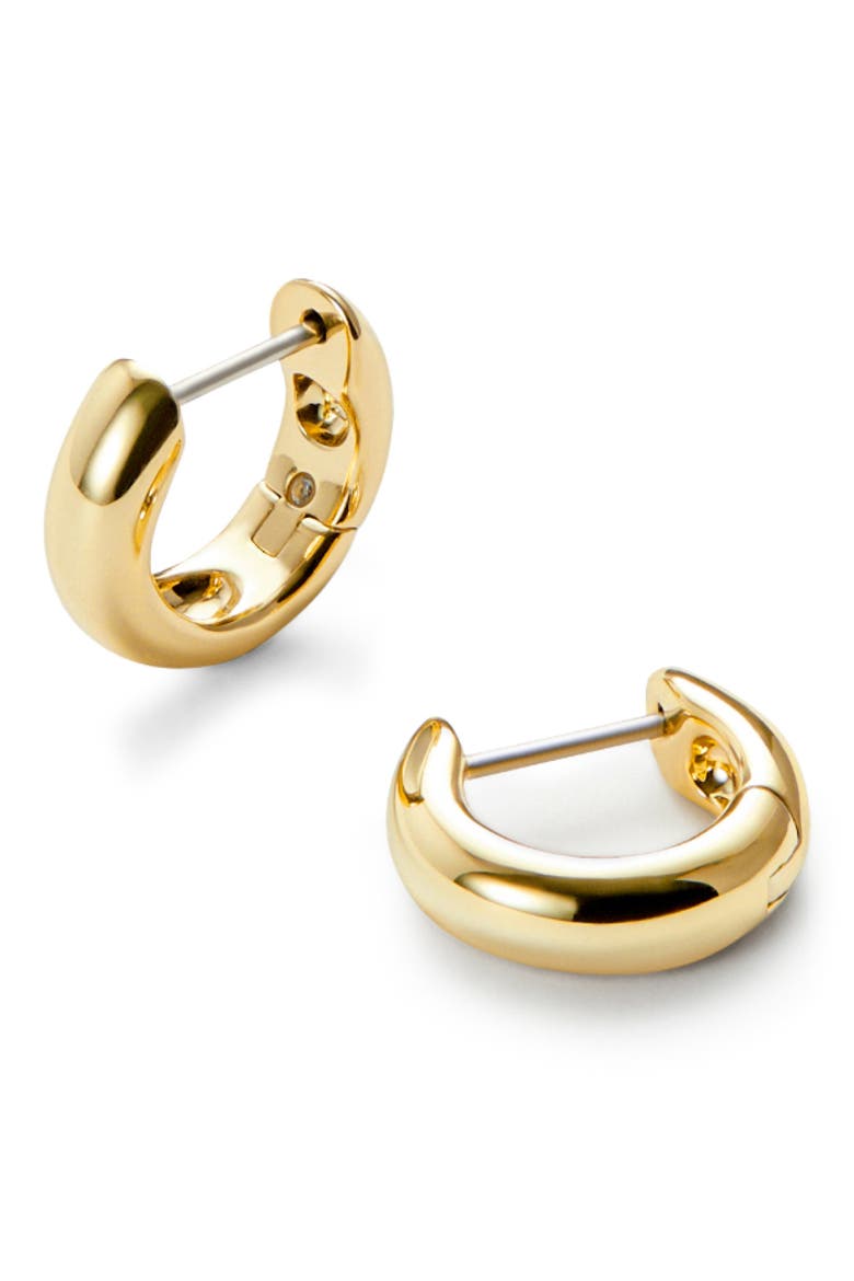 Giulia Huggie Hoop Earrings, Main, color, GOLD