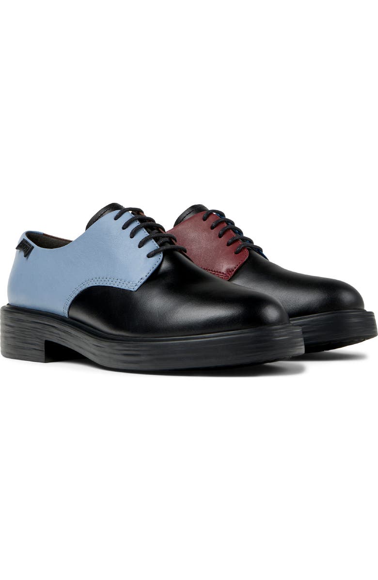Camper Dean Twins Colorblock Leather Derby, Alternate, color, Black Assorted