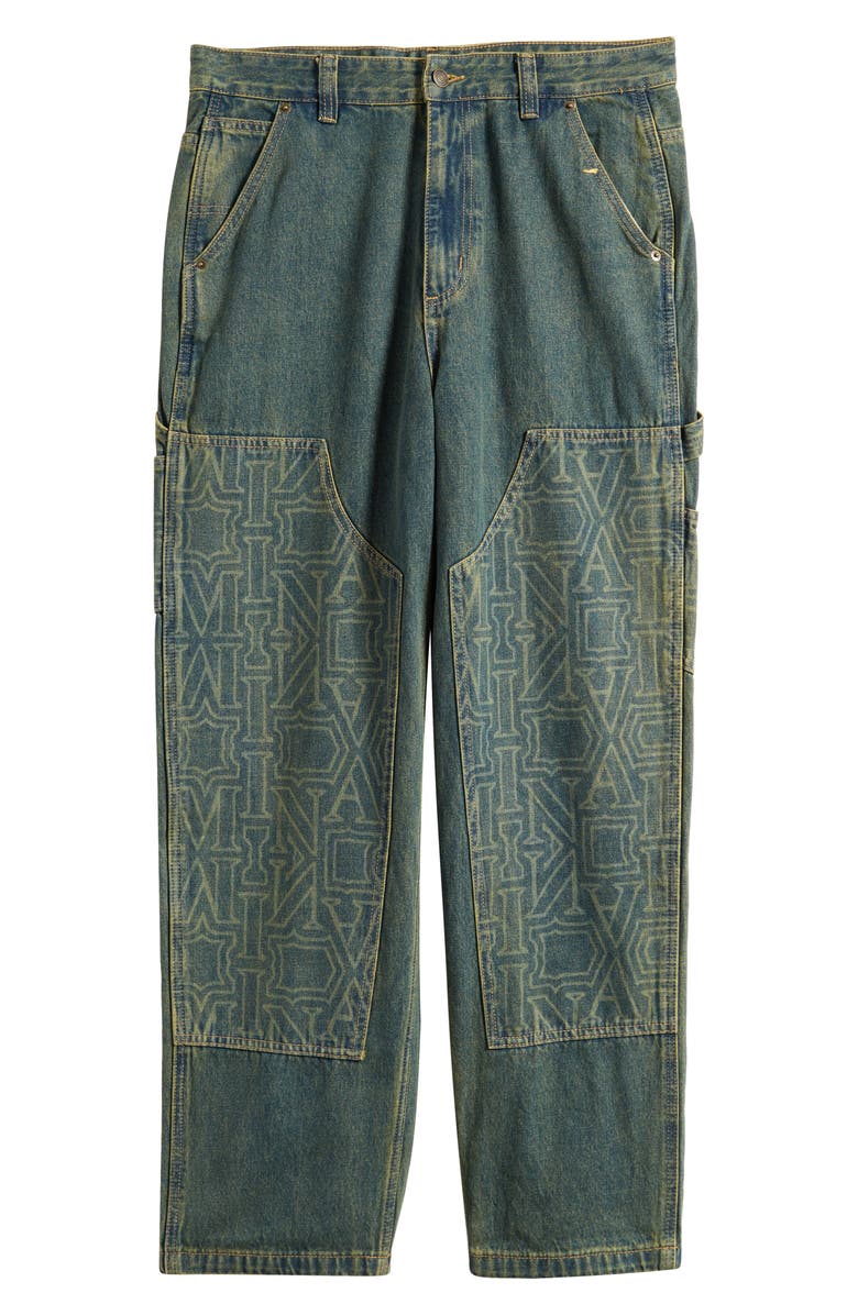 CRIMINAL DAMAGE Berkeley Monogram Double Knee Denim Carpenter Pants, Alternate, color, Dirty Blue