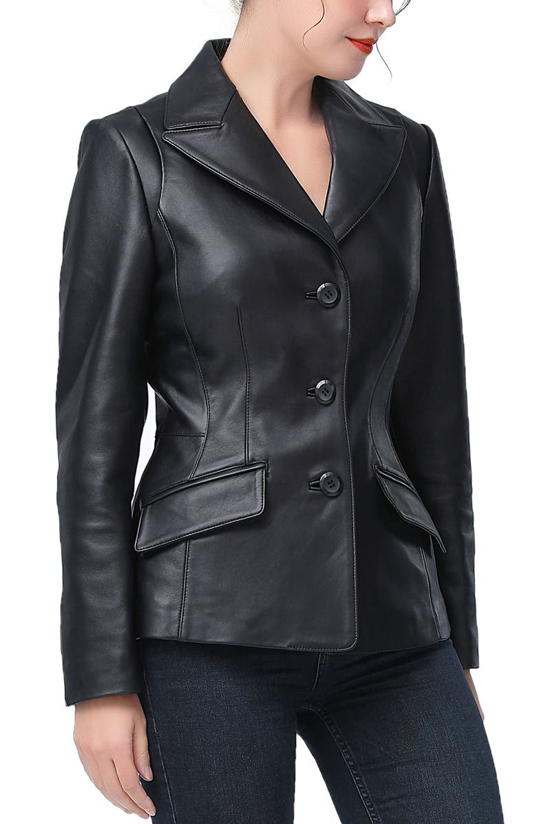 Kimi & Kai Mya Leather Blazer, Alternate, color, Black