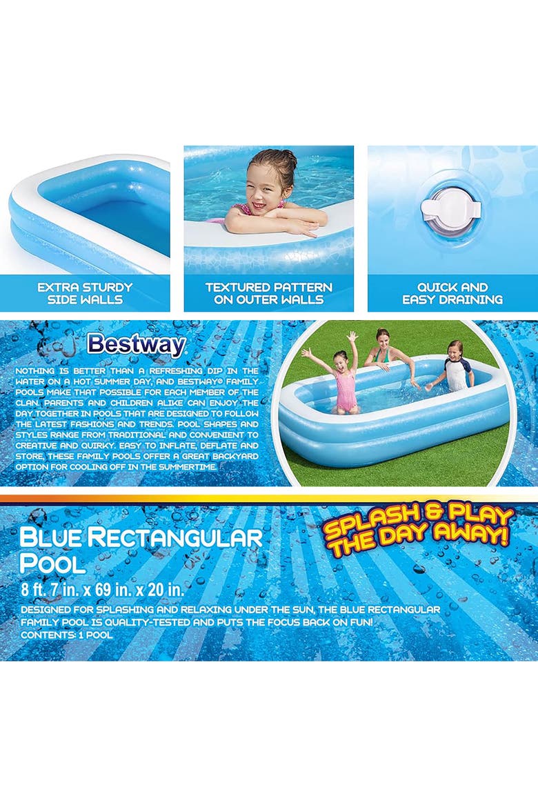 Blue Rectangular Family Pool, Alternate, color, Blue