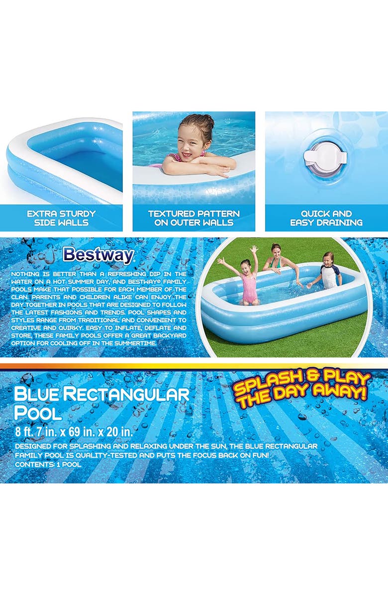 H2OGO! Blue Rectangular Family Pool, Alternate, color,