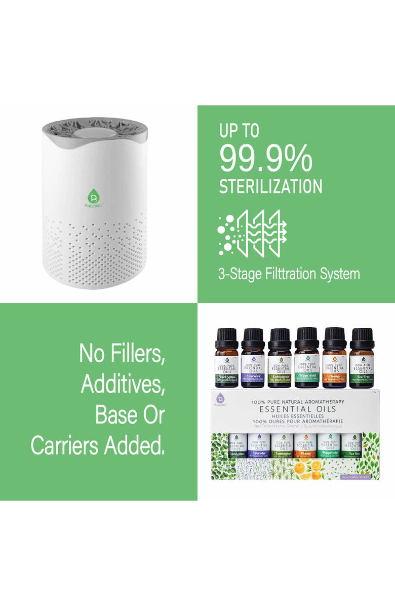 PURSONIC Air Purifier with 6-Pack Premium Essential Oils Collection, Alternate, color, Pure