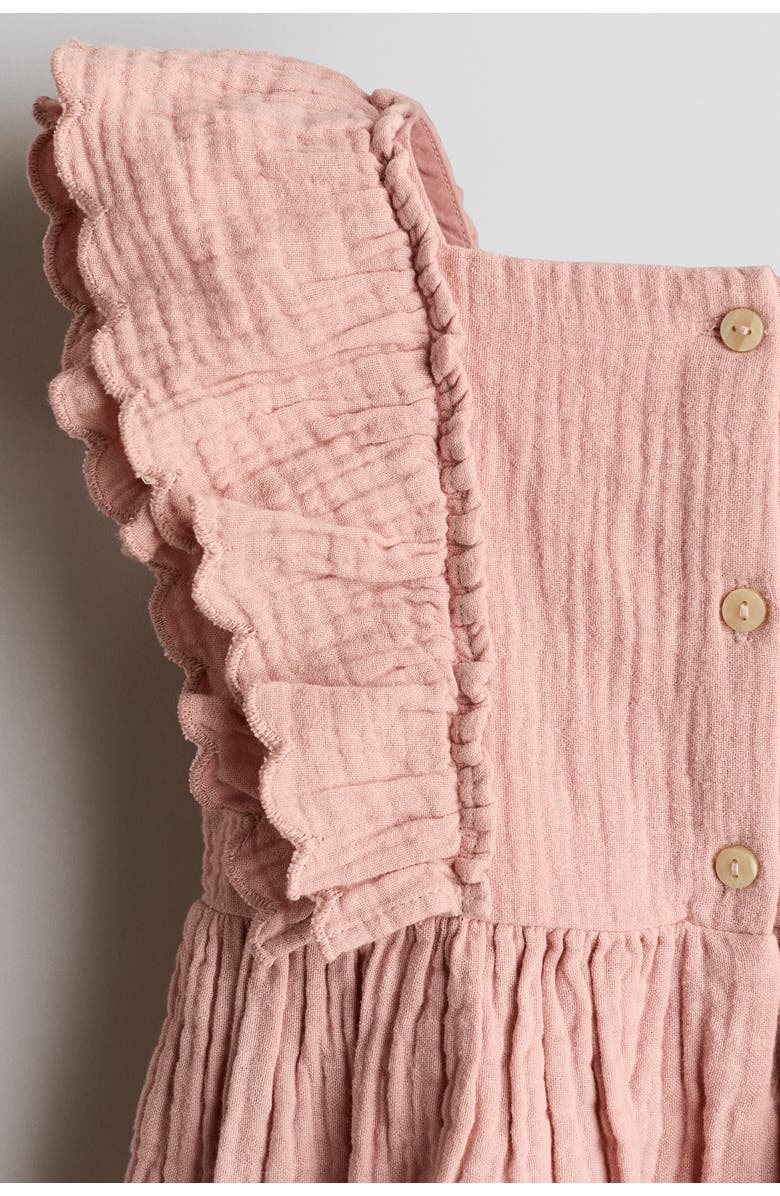 H&M Scalloped-trim Dress, Alternate, color, Light Dusty Pink