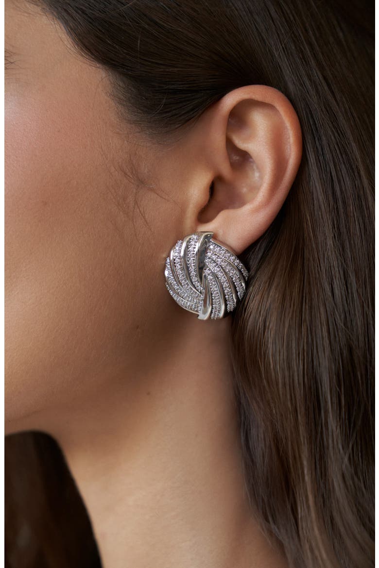 Arlo Pavé Stud Earrings, Alternate, color, SILVER
