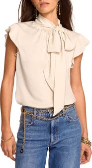 Ramy Brook Balinda Satin Tie Neck Top