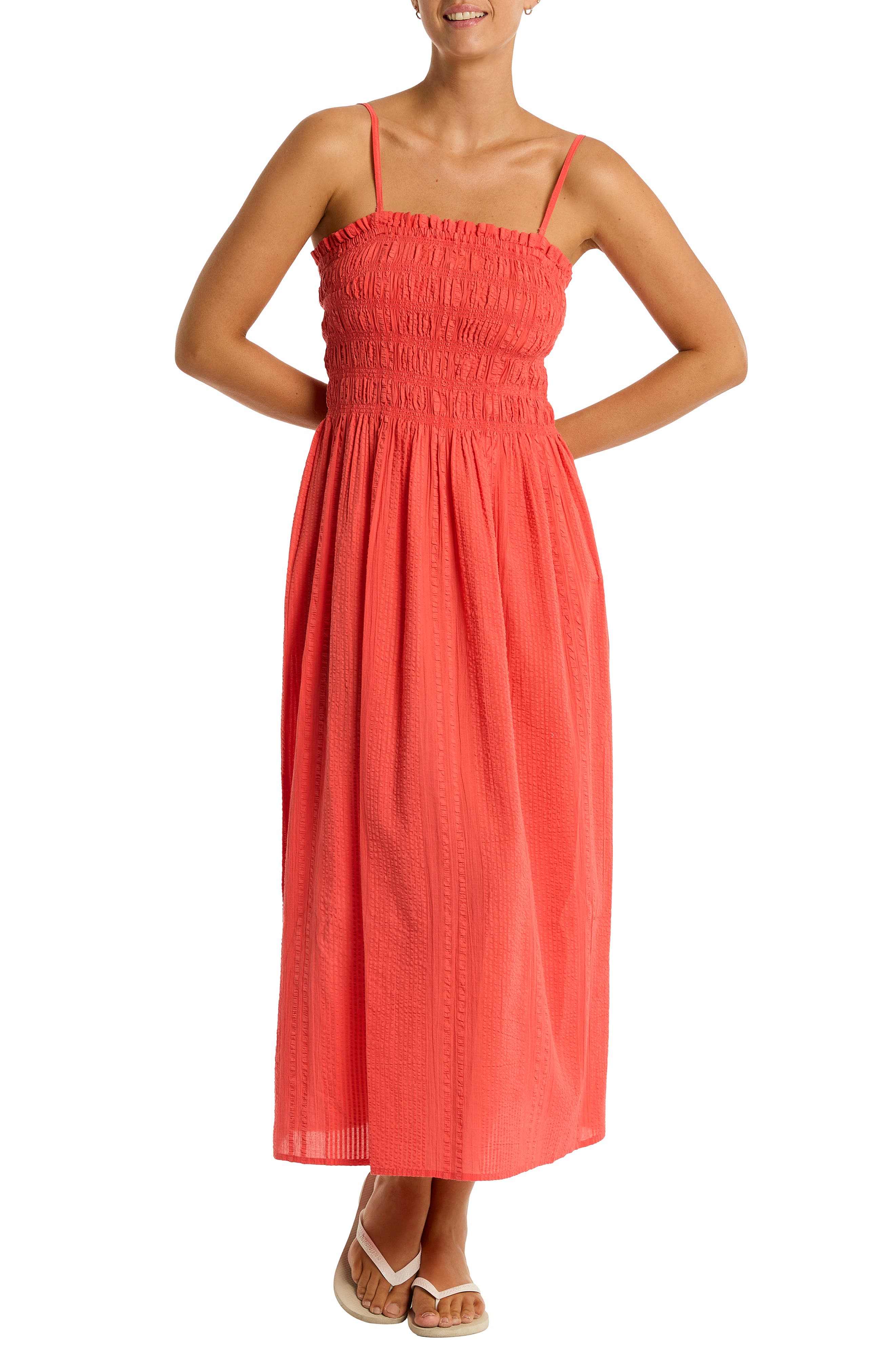 Sea Level Heatwave Strapless Cotton Cover-Up Dress
