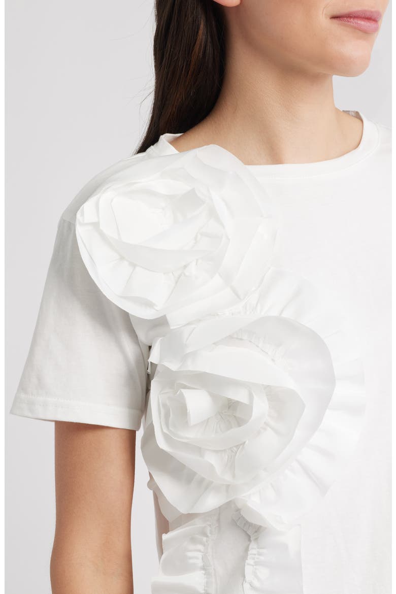 Peony Floral Appliqué Top, Alternate, color, WHITE
