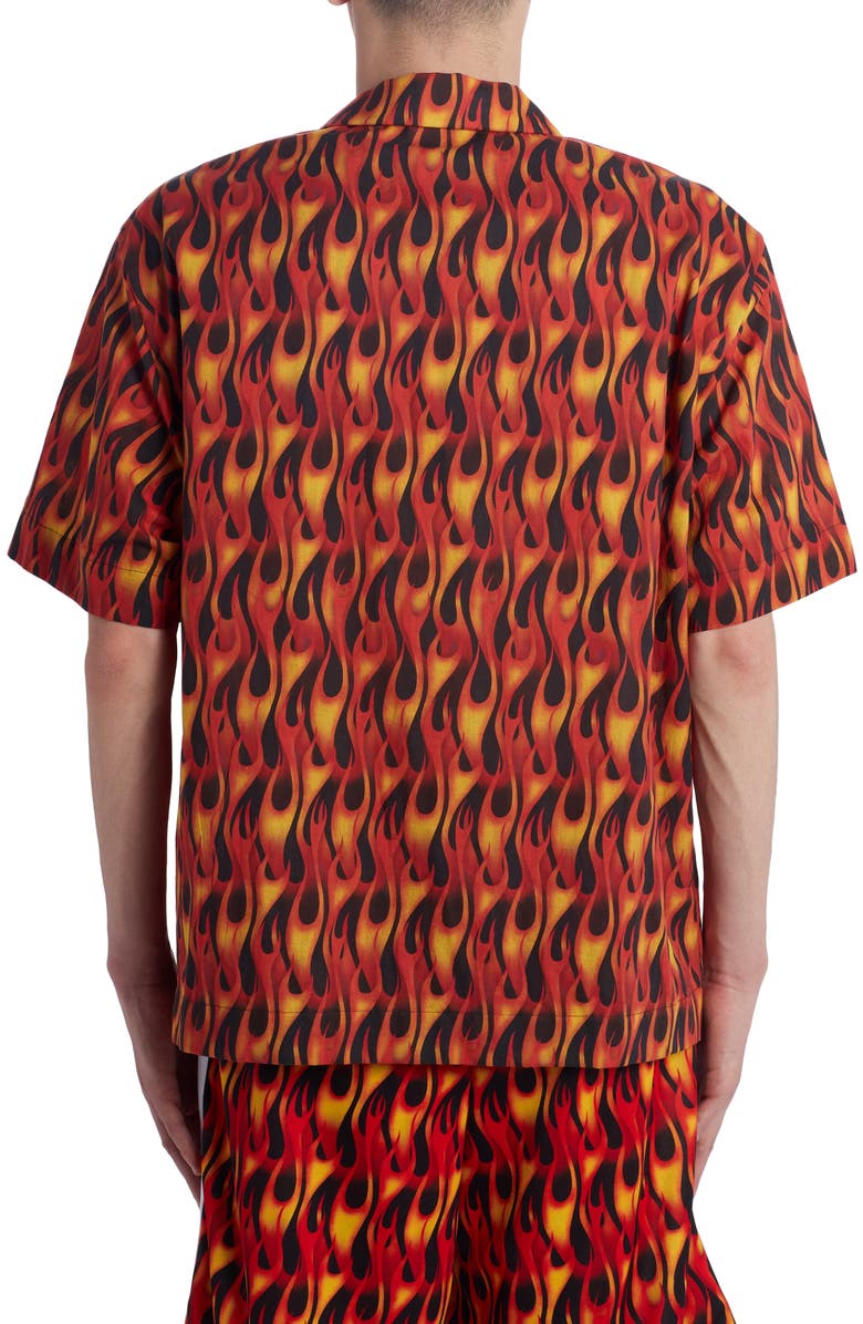 Palm Angels Burning Bowling Shirt, Alternate, color,