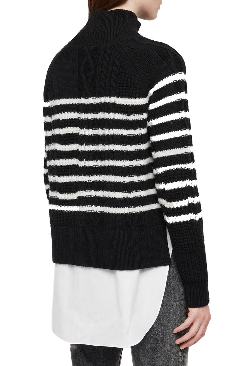 Mari Stripe Roll Neck Sweater, Alternate, color, BLACK/CHALK