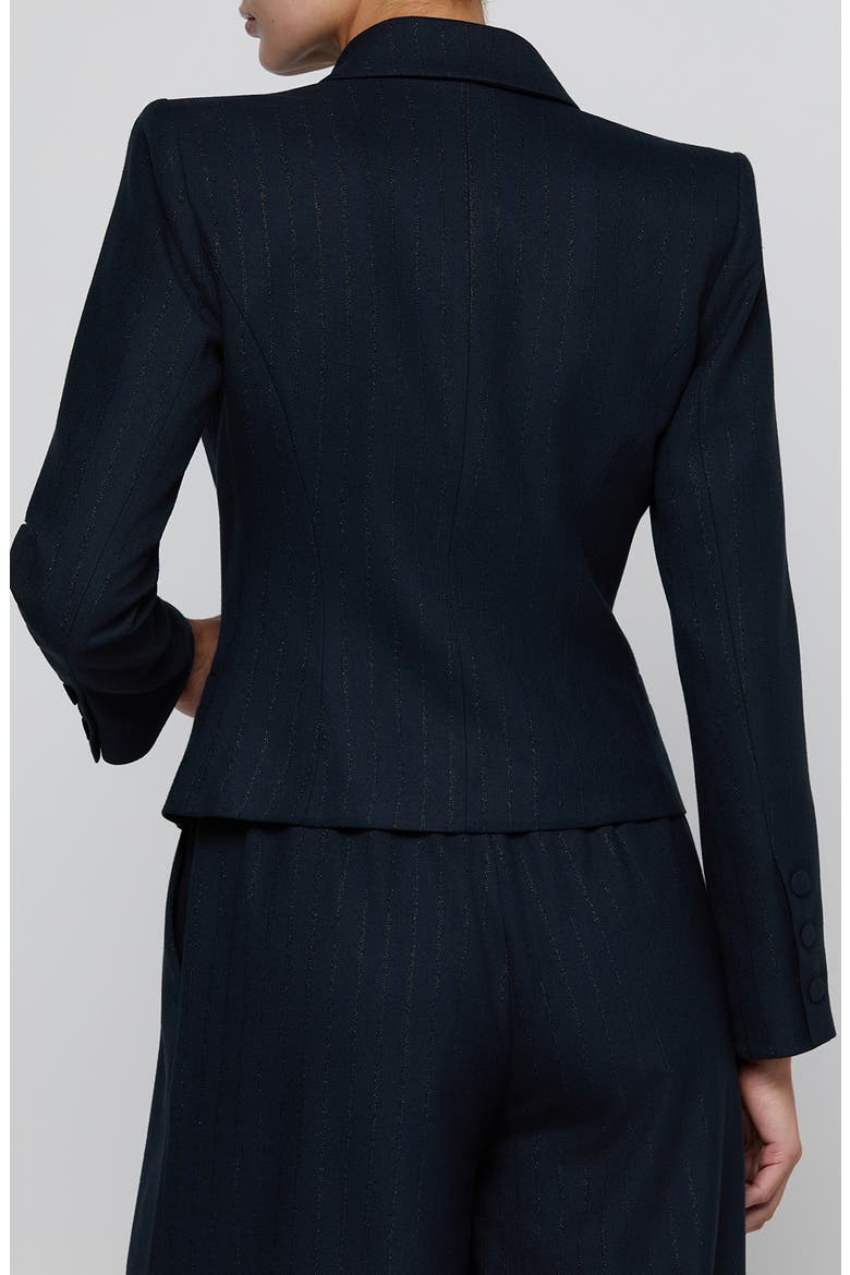 Risa Pinstripe Double Breasted Blazer, Alternate, color, MIDNIGHT LUREX PINSTRIPE