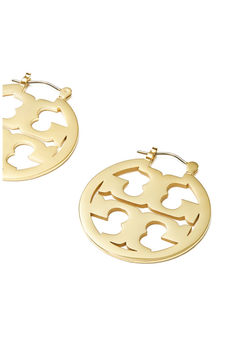 Small Icon Hoop Earrings, Alternate, color, TORY GOLD