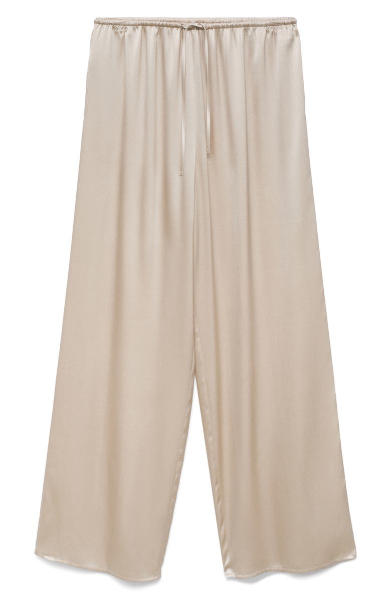 MANGO Stretch Silk Pajama Pants, Alternate, color, Light/ Pastel Grey