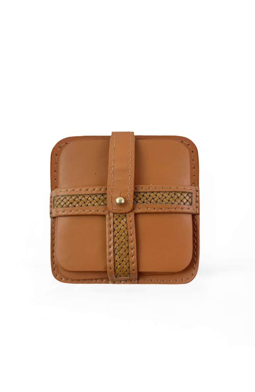 Deux Mains Woven Square Coasters In Brown