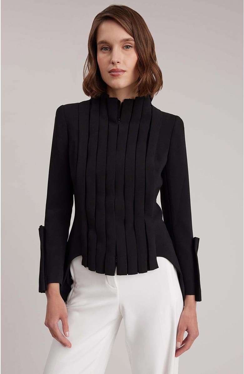 Anne Fontaine Women's Jacket Secret White Stylish Cotton Jacket With Tailored Cut And Silver Buttons, Alternate, color, Black