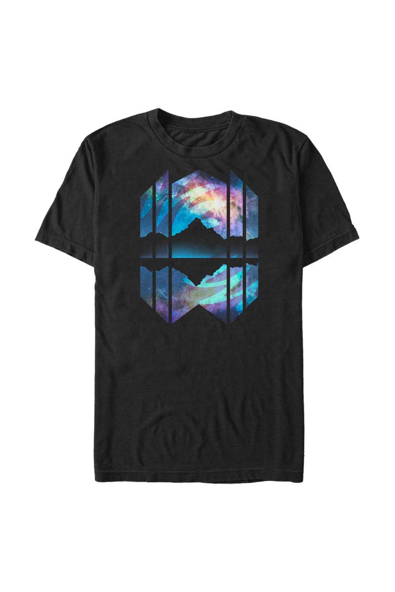 Men's Lost Gods Geometric Northern Lights Reflection Graphic T-Shirt Big & Tall, Main, color, Black
