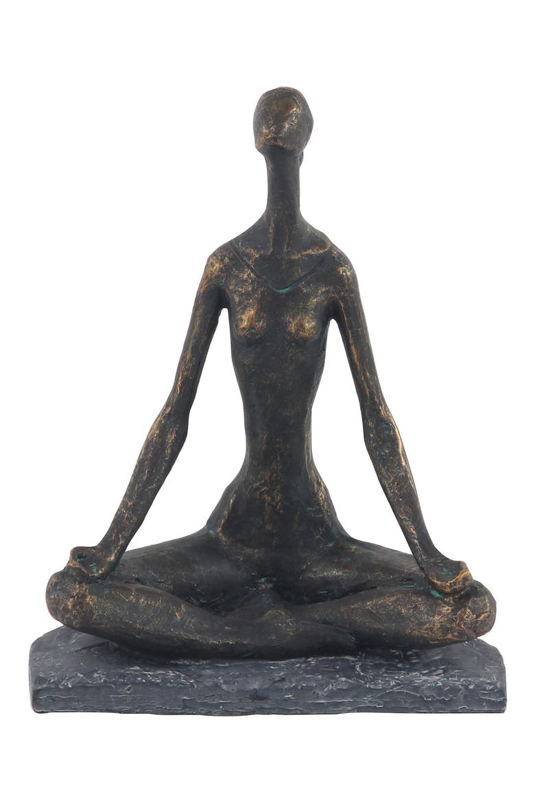 Black Modern Yoga Sculpture, Main, color, BLACK