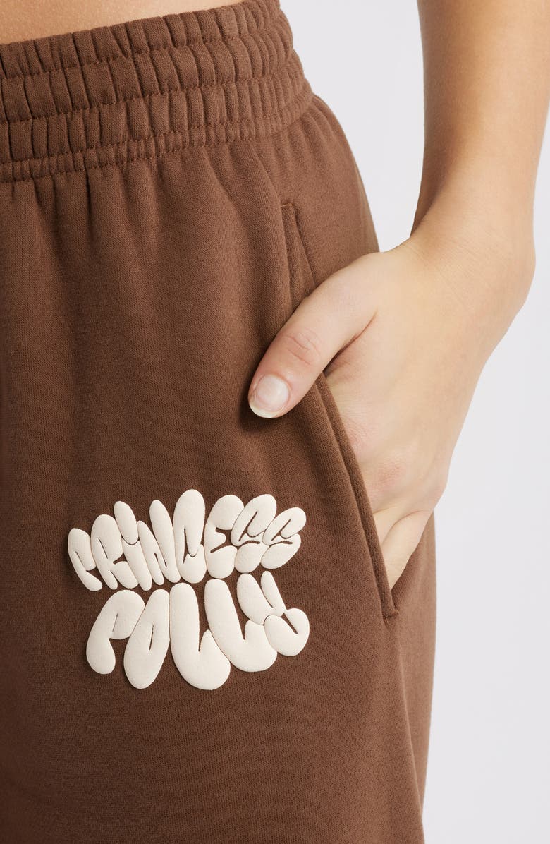 Princess Polly Logo Wide Leg Sweatpants, Alternate, color, Chocolate