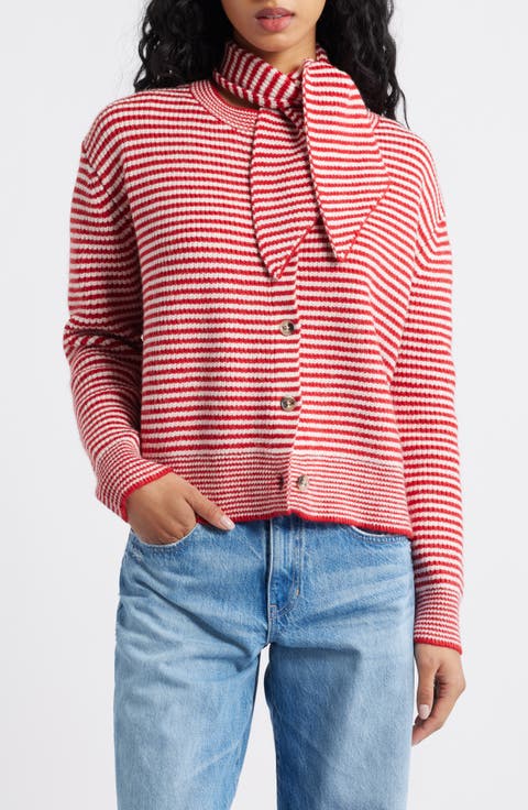 Stripe Scarf & Cardigan Set