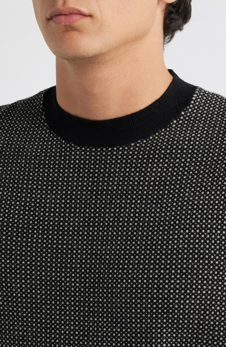 Emporio Armani Short Sleeve Virgin Wool Sweater, Alternate, color, Black