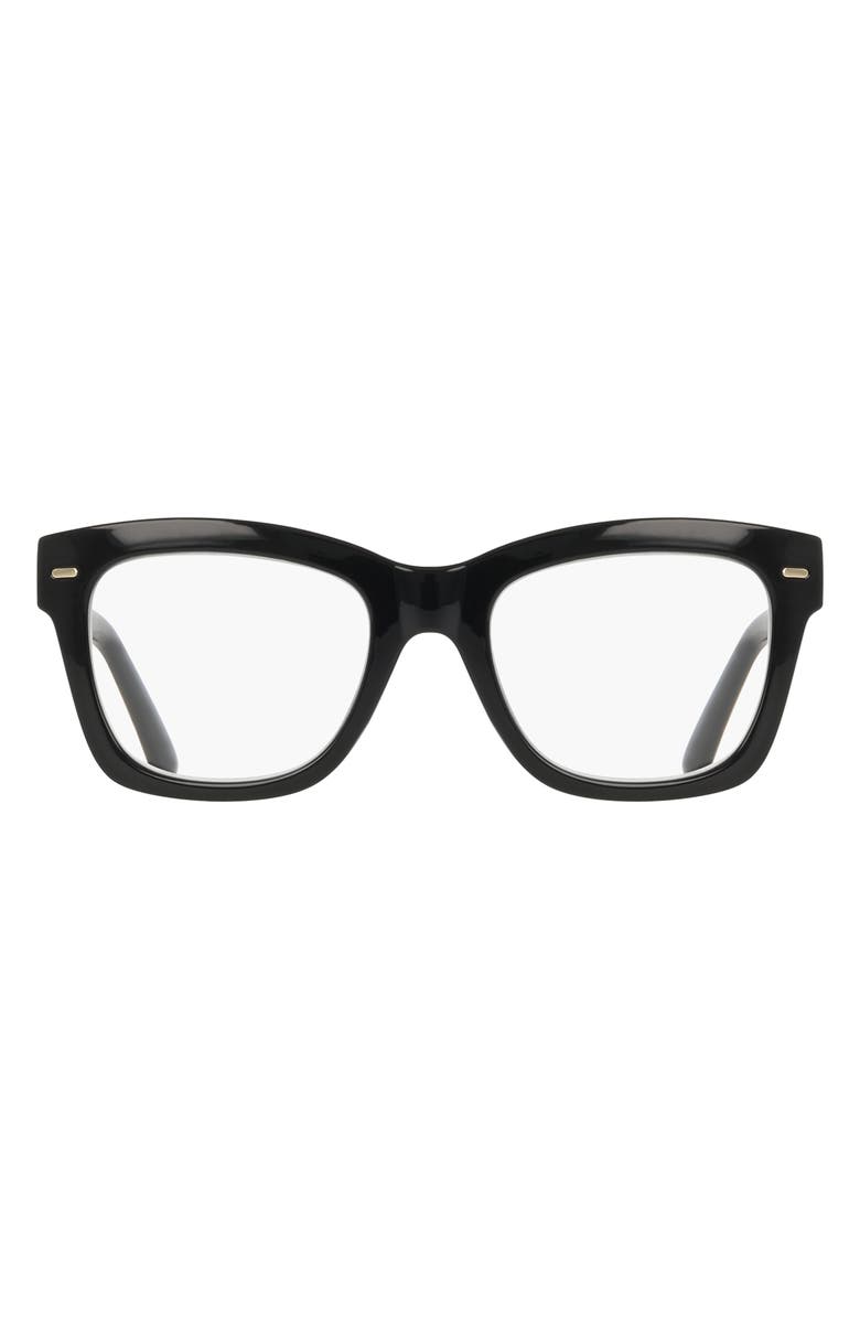 Cole Haan Crystal Core 32mm Square Reading Glasses, Main, color, Black