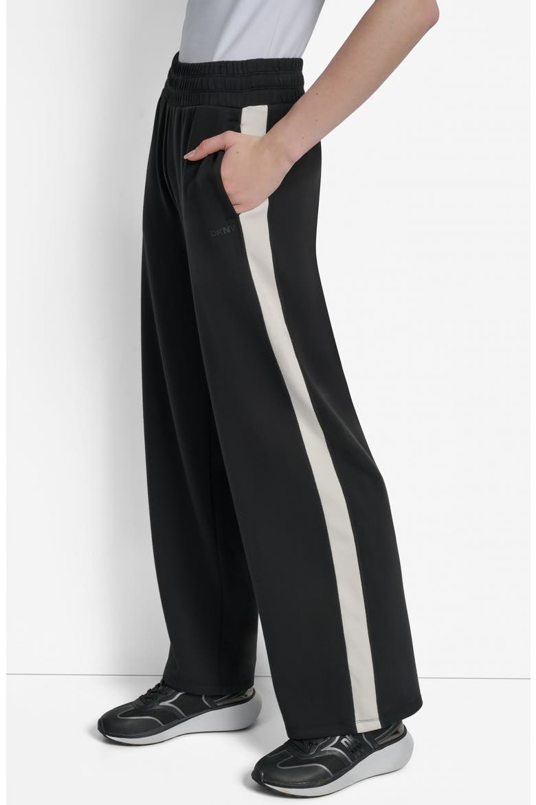 High Waist Modified Wide Leg Track Pants, Alternate, color, BLACK/ EGGNOG