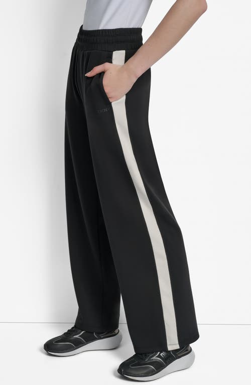 Dkny High Waist Modified Wide Leg Track Pants In Black