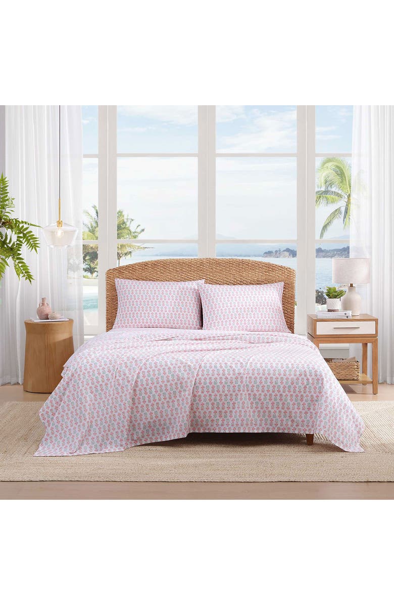 Tommy Bahama Pineapple Splash Cotton Sheet Set, Alternate, color, Pink