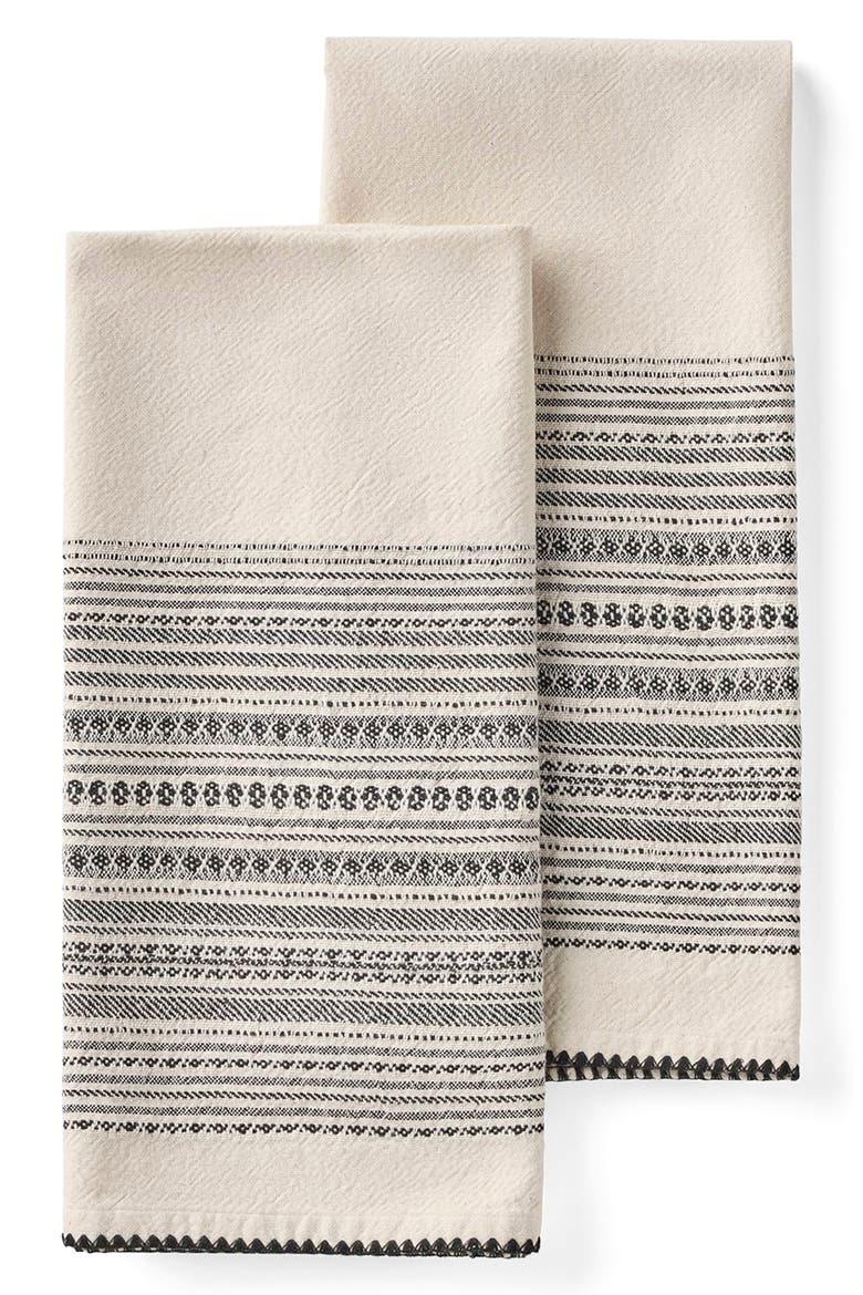 Oak 2-Pack Organic Cotton Hand Towels, Main, color, UNDYED/ BLACK
