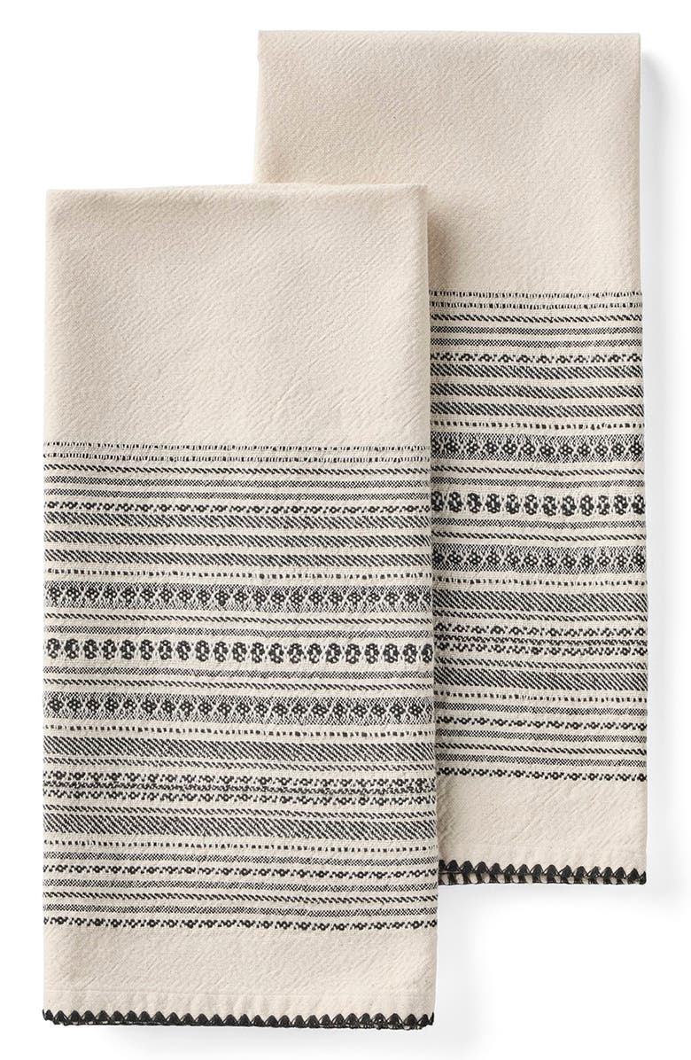 Coyuchi Oak 2-Pack Organic Cotton Hand Towels, Main, color, Undyed/ Black